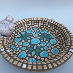 Workshop mozaïek vogeldrinkschaal