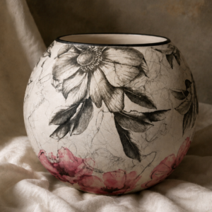 Workshop Decoupage Vaas buitenzijde vaas decoreren