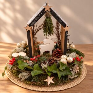 Workshop kerststuk krans met huisje