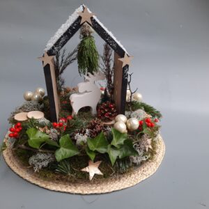 Workshop kerststuk krans met huisje